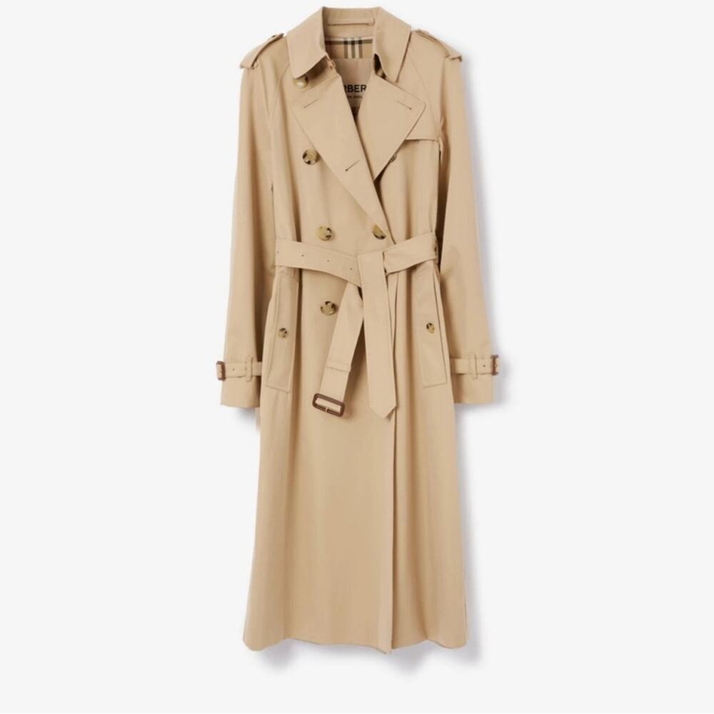 Burberry Long Waterloo Heritage Trench Coat size 12 petite